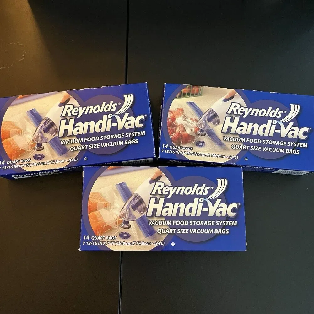 Reynolds Handi-Vac Vacuum Food Storage System Quart Size Bags Lot of 3 -42 Bags